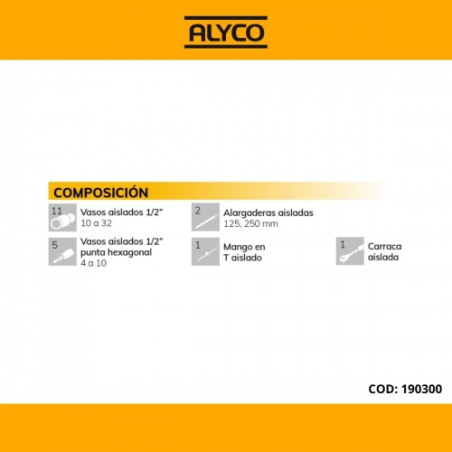 190300 JUEGO LLAVE VASO 1/2 20 PZ AISLADOS 