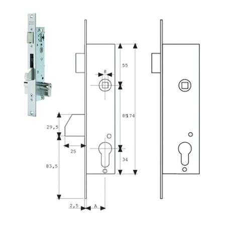 CERRADURA TESA 2219-20/3AI PELE 