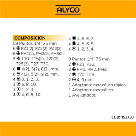 193730 JUEGO PUNTAS Y ADAPATADORES 71 PCS 