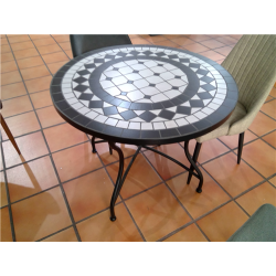 MESA FORJA REDONDA C/CERAMICAD90 YMT-1005-NEGRA 