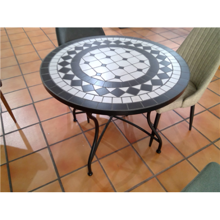 MESA FORJA REDONDA C/CERAMICAD90 YMT-1005-NEGRA 