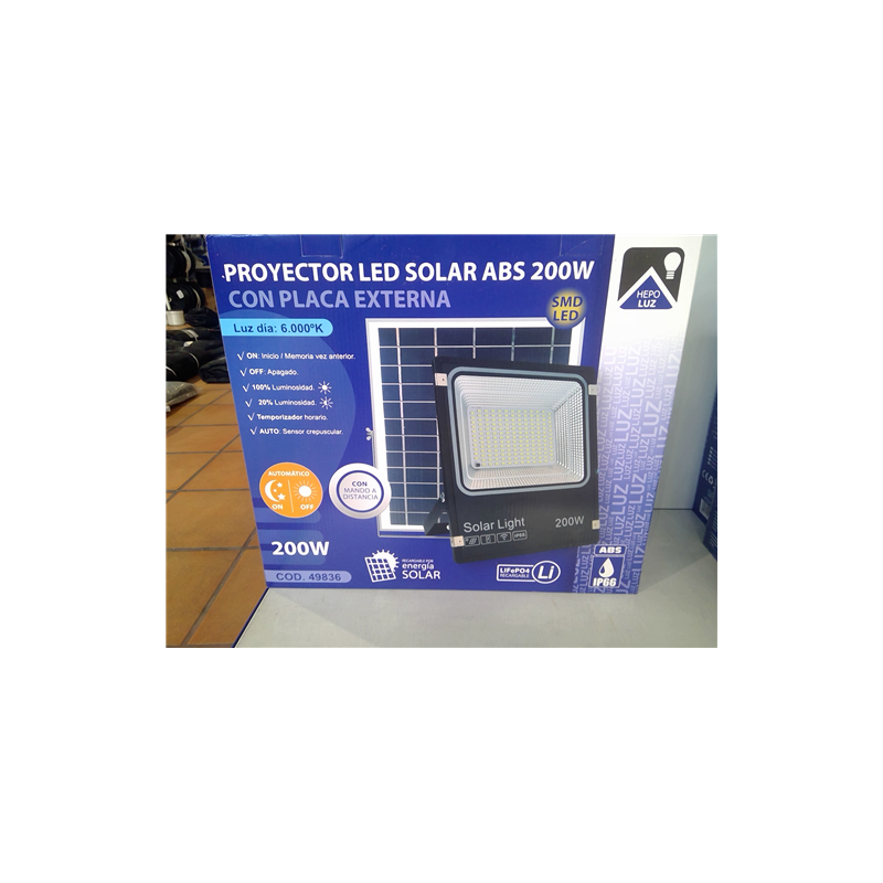 PROYECTOR LED SOLAR ABS 200W 6000K 49836 