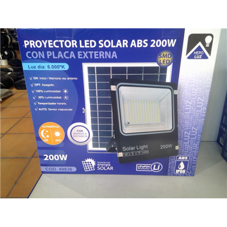 PROYECTOR LED SOLAR ABS 200W 6000K 49836 