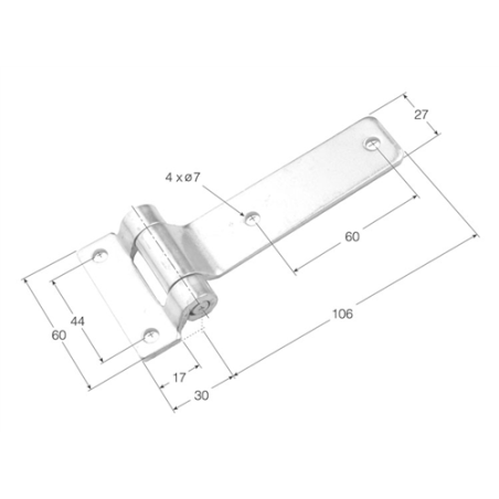 BISAGRA BCS- 42 INOX PLANA ESTRECHA  1706 