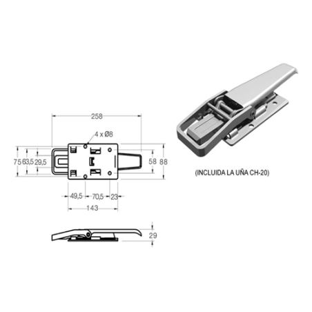 CIERRE CH-20 TRASERO PESCA C/UÑA  0542 