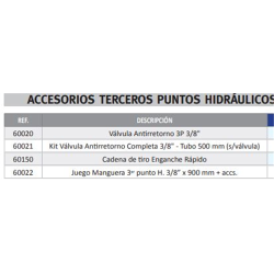 VALVULA ANTIRRETORNO D/EFECTO 3/8 3 PUNTO 60023  2