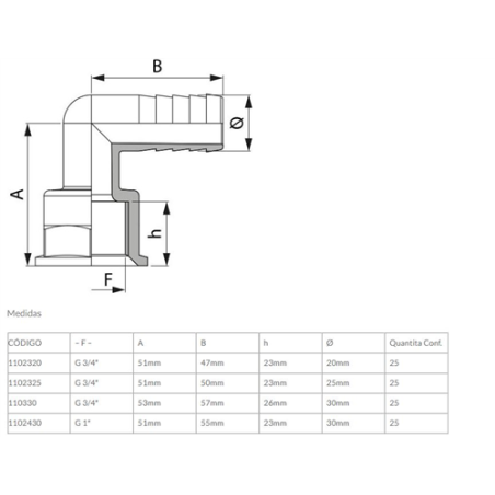 RACOR CURVO 90 ROCA HEMBRA 30mm 1 1102430 