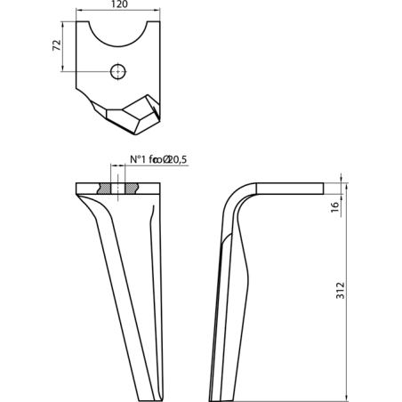 CUCHILLA ROTATIVA CMR-10138 KHUN 2500090 DER 
