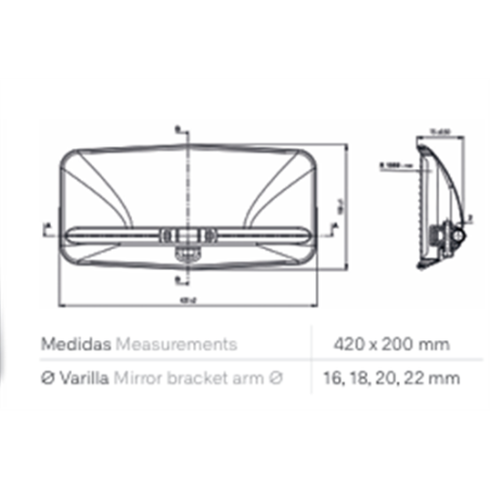 ESPEJO AK02 420X200 CURVO 16420200160 