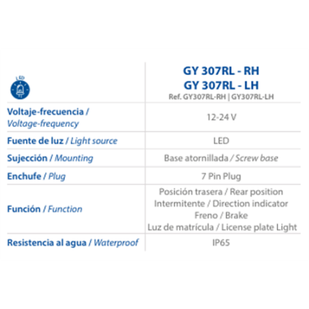 PILOTO LED GOODYEAR REF GY307RL-LH 4F IZQ  
