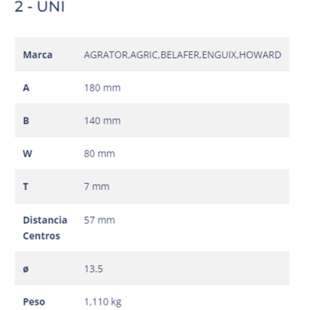 CUCHILLA AGRATOR  2-UNI 80x7 T-135   D 