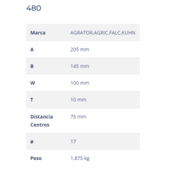 CUCHILLA AGRATOR 480 100x10 T-17   D 