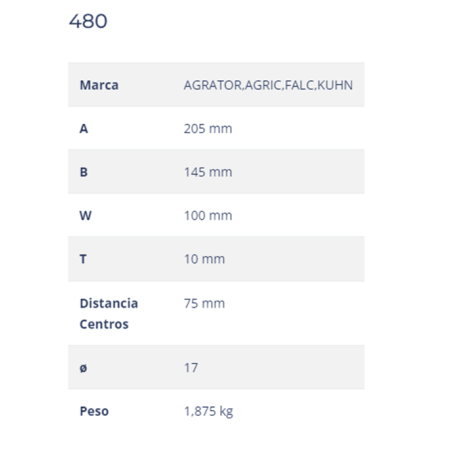 CUCHILLA AGRATOR 480 100x10 T-17   D 