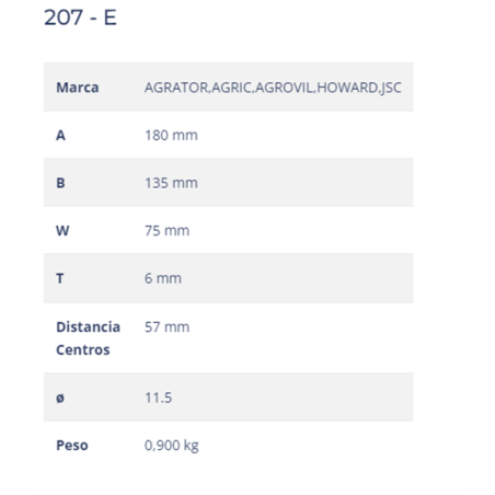 CUCHILLA AGROVIL 207-E 75x6 T-115   I 
