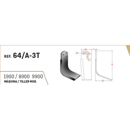 CUCHILLA AGRIA  64/A 3T 70x6 T-105   D 