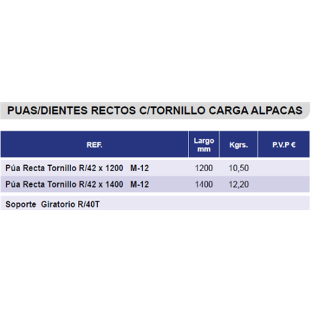 DIENTE ALPACA CASAMAYOR 42x1400 C/TORNILLO 42142 