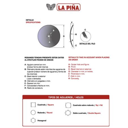 DISCOS PIÑA ARADO 28 6 MM 5/TAL 