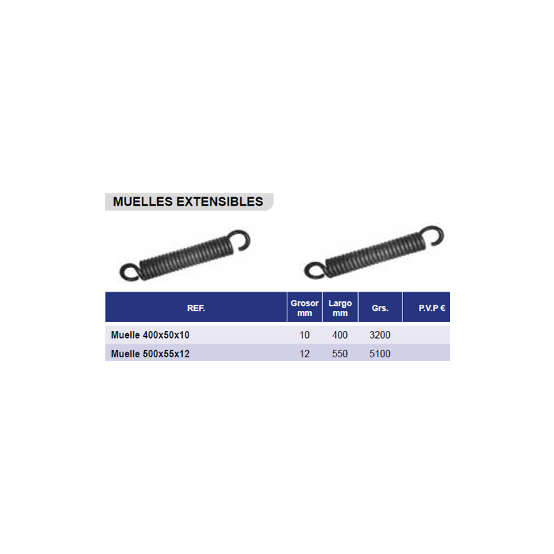 MUELLE EXTENSIBLE 400 x 50 x 10 