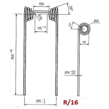 MUELLE RASTROJO MULCH R16 16x760mm 