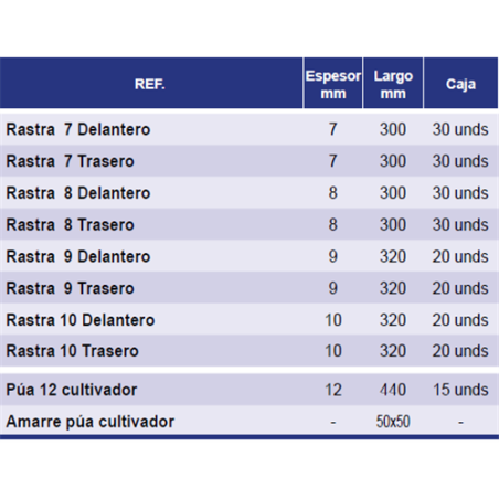 MUELLES RASTRA  8 MM TRASERO 