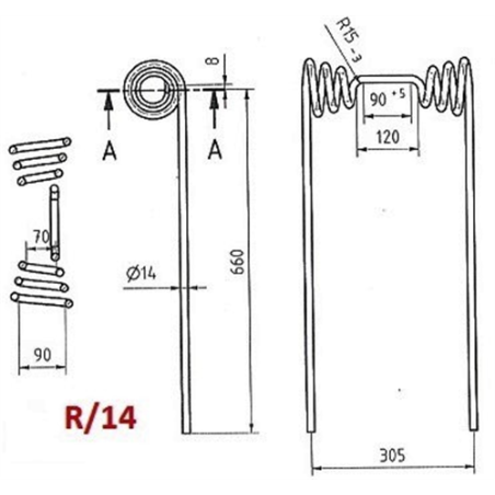 MUELLE RASTROJO MULCH R14 14x660mm 